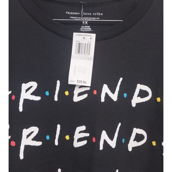 Love Tribe Trendy Unisex T Shirt Round Neck Plus Size 1X Print Friends Black New - Picture 4 of 10